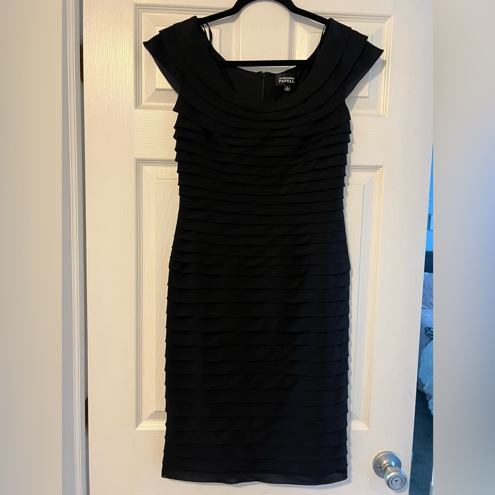 👗Adrianna Papell Black Sheath Dress Sz 8
